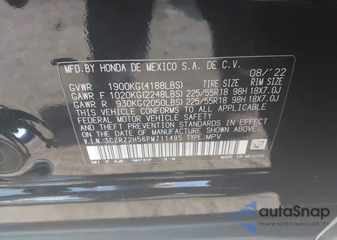 2023 Honda Hr-V Awd Sport from USA, damaged, VIN 3CZRZ2H56PM711485